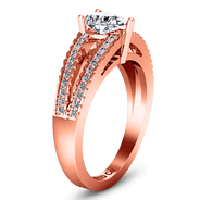 Pave Diamond Engagement Ring Season Pear 14K Rose Gold