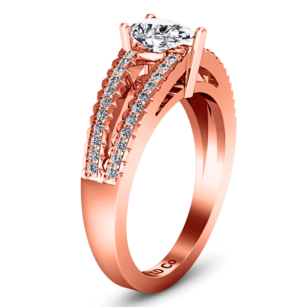 Pave Diamond Engagement Ring Season Pear 14K Rose Gold