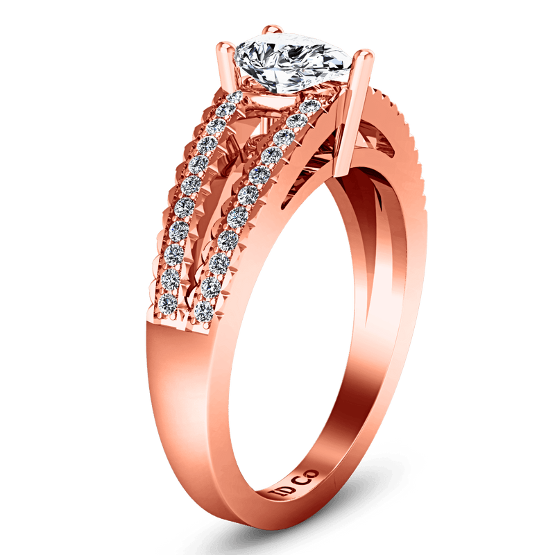Pave Diamond Engagement Ring Season Pear 14K Rose Gold