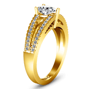 Pave Diamond EngagementRing Season Pear 14K Yellow Gold