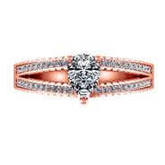 Pave Diamond Engagement Ring Season Pear 14K Rose Gold