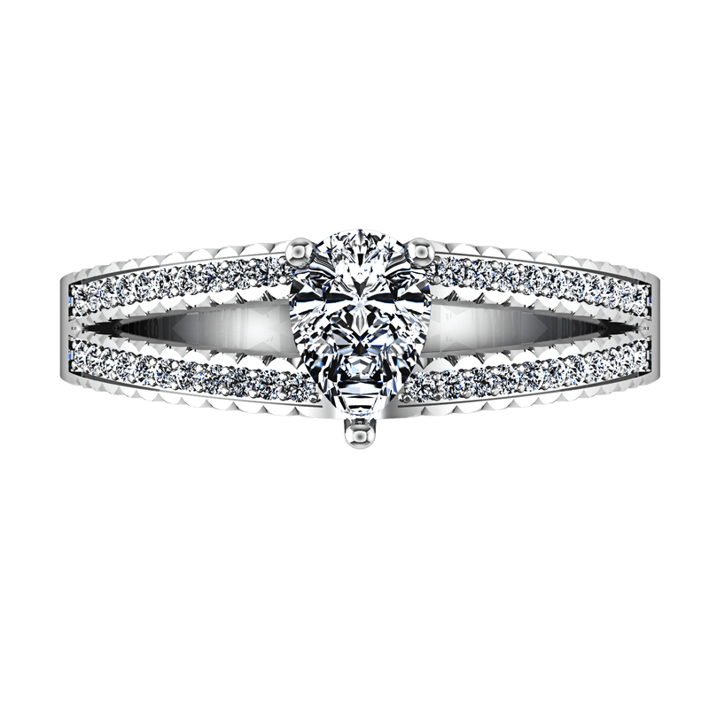 Pave Engagement Ring Season Pear 14K White Gold