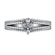 Pave Engagement Ring Season Pear 14K White Gold