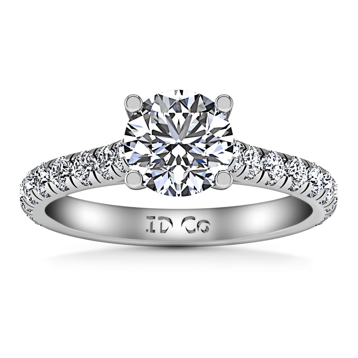 Round Diamond Pave Engagement Ring Anabelle 14K White Gold