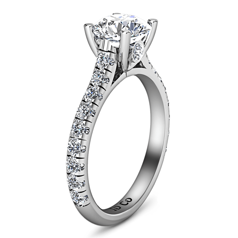 Round Diamond Pave Engagement Ring Anabelle 14K White Gold
