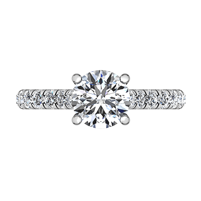 Round Diamond Pave Engagement Ring Anabelle 14K White Gold