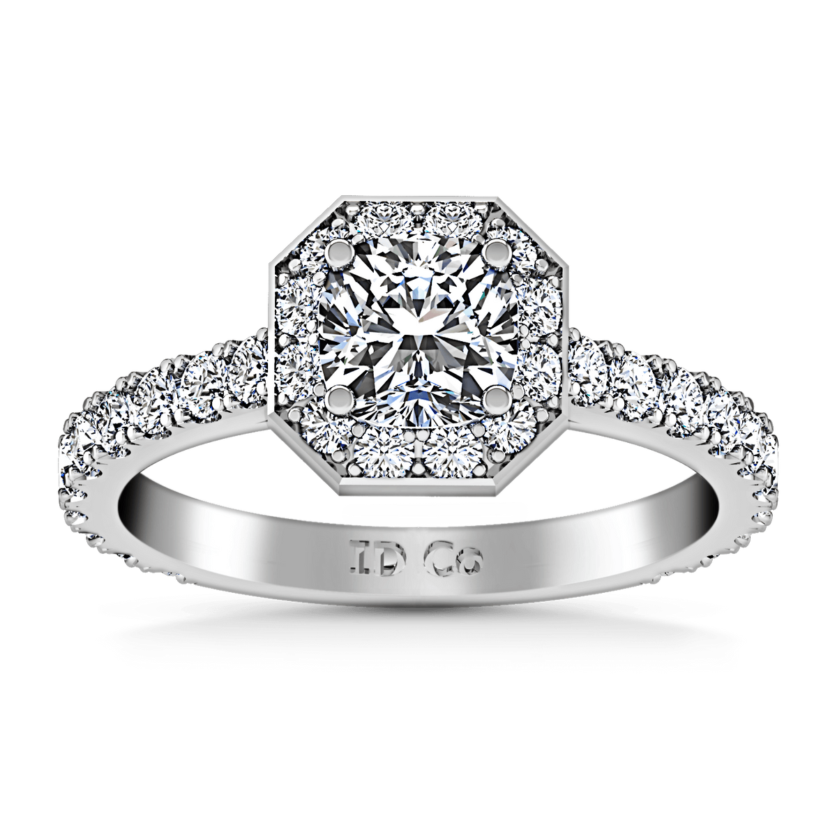 Round Diamond Halo Engagement Ring Irina 14K White Gold