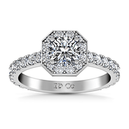Round Diamond Halo Engagement Ring Irina 14K White Gold