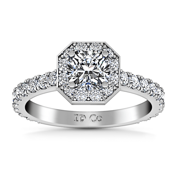 Round Diamond Halo Engagement Ring Irina 14K White Gold
