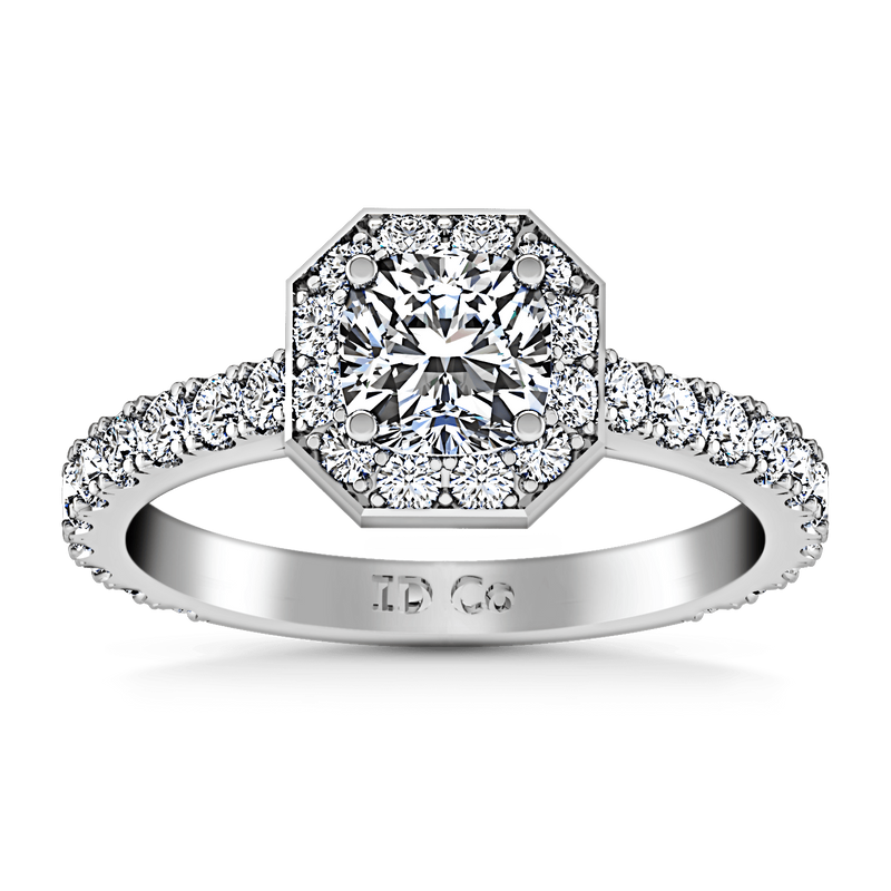 Round Diamond Halo Engagement Ring Irina 14K White Gold