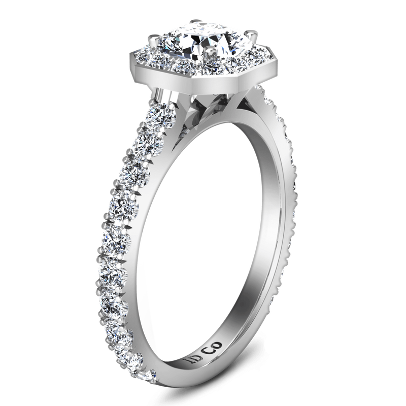 Round Diamond Halo Engagement Ring Irina 14K White Gold