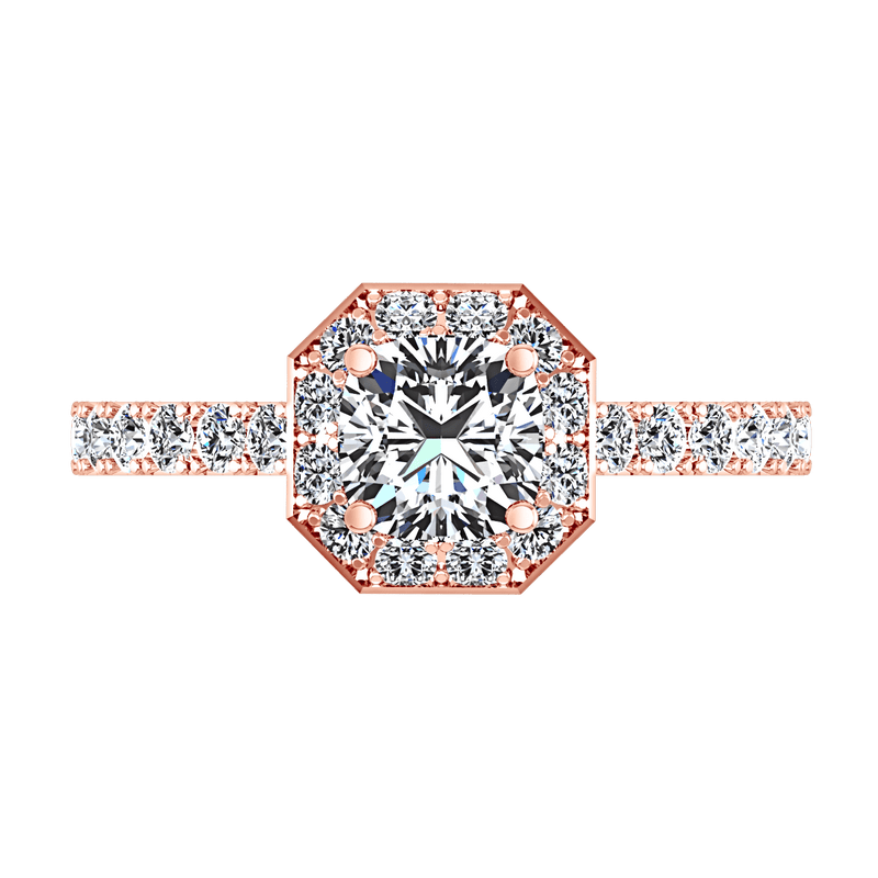 Halo Diamond Engagement Ring Irina 14K Rose Gold