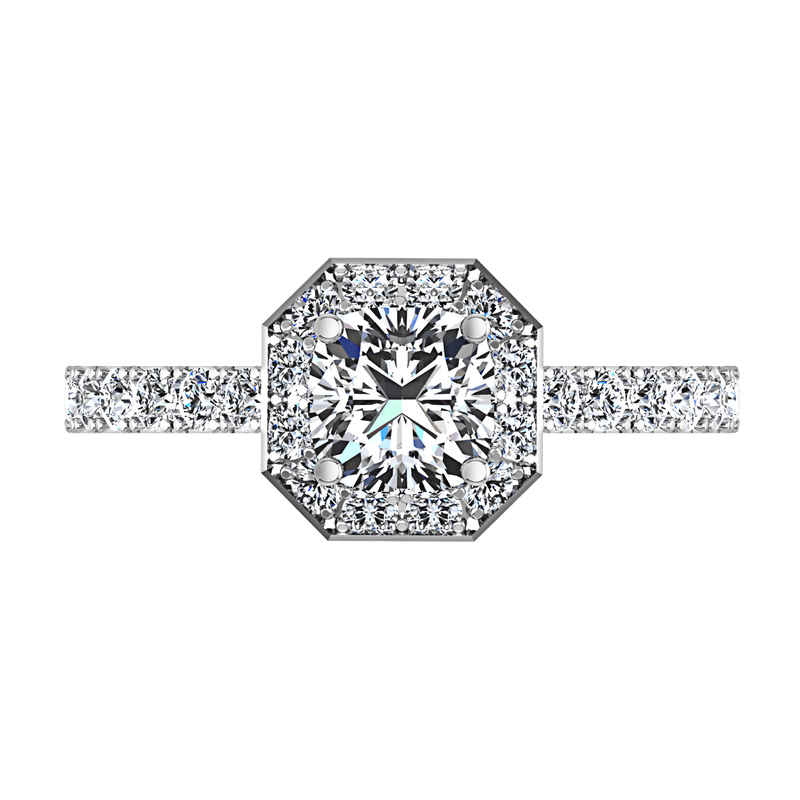 Round Diamond Halo Engagement Ring Irina 14K White Gold