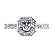 Round Diamond Halo Engagement Ring Irina 14K White Gold
