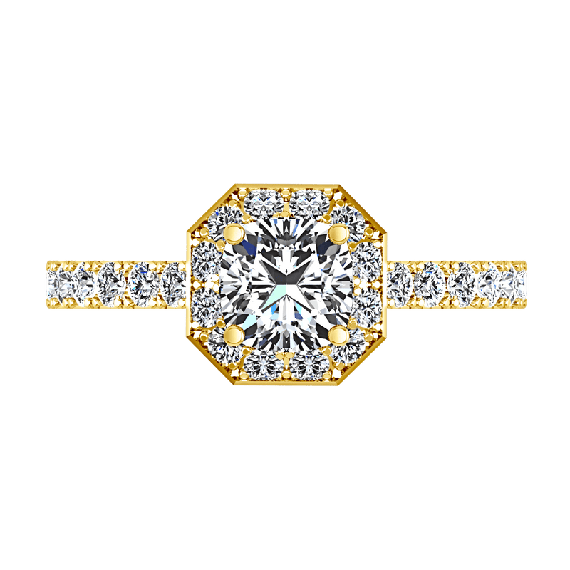 Halo Diamond Engagement Ring Irina 14K Yellow Gold