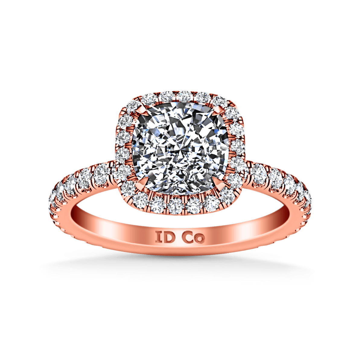 Halo Diamond Cushion Cut Engagement Ring Salice 14K Rose Gold