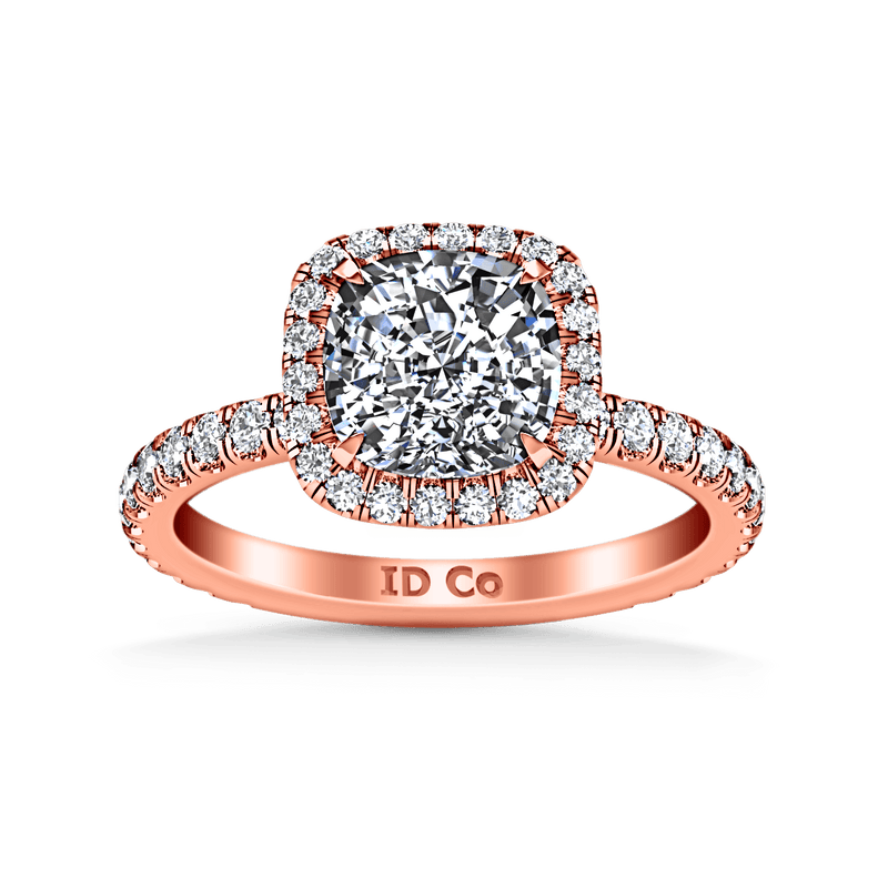 Halo Diamond Cushion Cut Engagement Ring Salice 14K Rose Gold