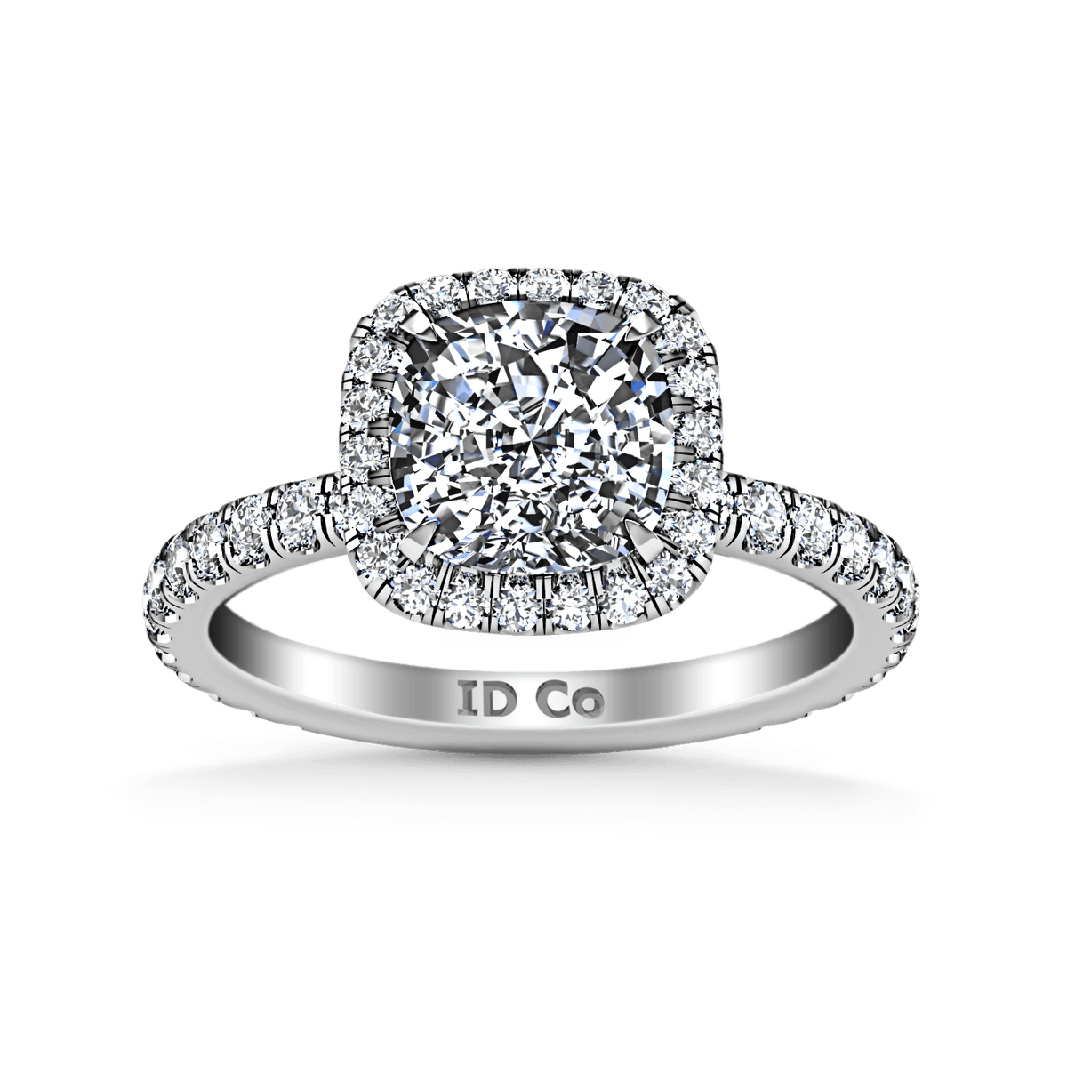 Halo Cushion Cut Diamond Engagement Ring Salice 14K White Gold
