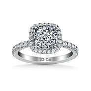 Halo Cushion Cut Diamond Engagement Ring Salice 14K White Gold