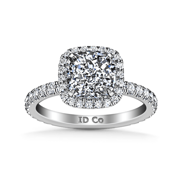 Halo Cushion Cut Diamond Engagement Ring Salice 14K White Gold