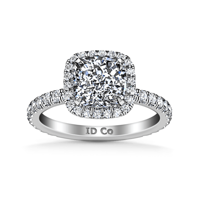 Halo Cushion Cut Diamond Engagement Ring Salice 14K White Gold
