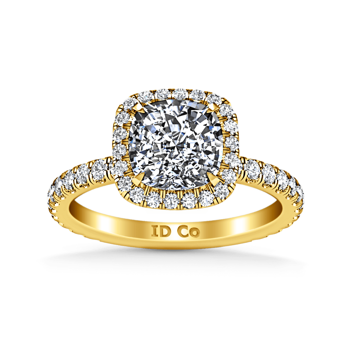 Halo Diamond Cushion Cut Engagement Ring Salice 14K Yellow Gold