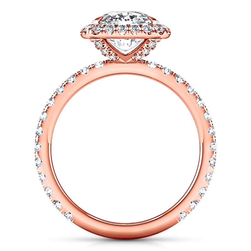 Halo Diamond Cushion Cut Engagement Ring Salice 14K Rose Gold