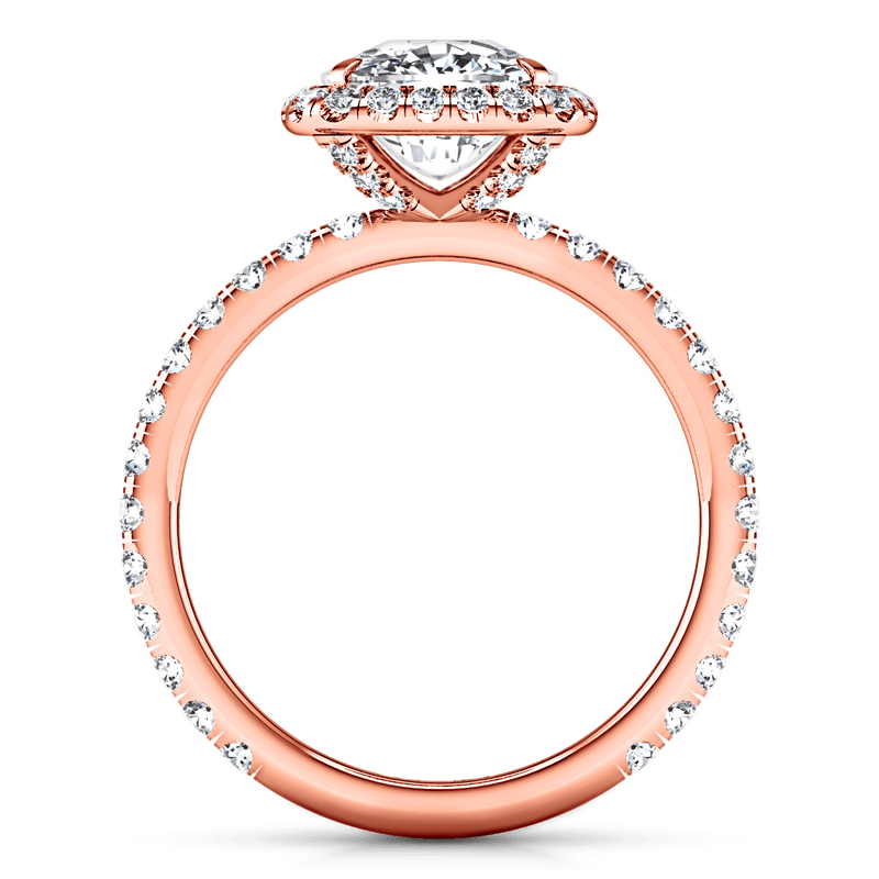 Halo Diamond Cushion Cut Engagement Ring Salice 14K Rose Gold