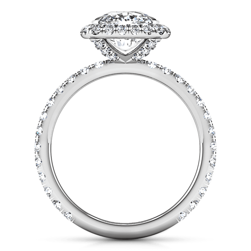 Halo Cushion Cut Diamond Engagement Ring Salice 14K White Gold