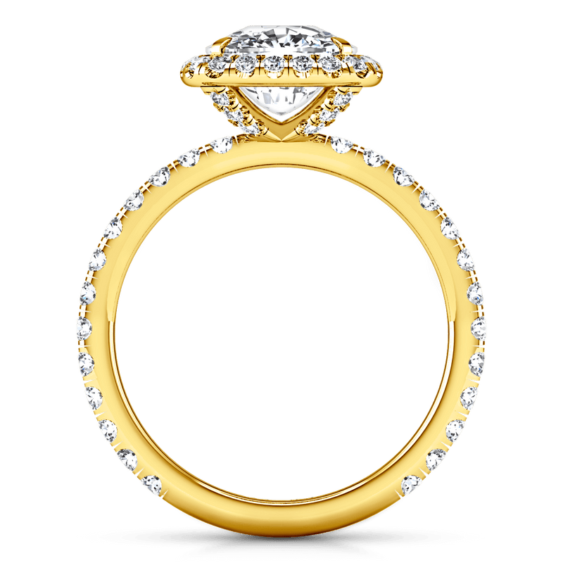Halo Diamond Cushion Cut Engagement Ring Salice 14K Yellow Gold