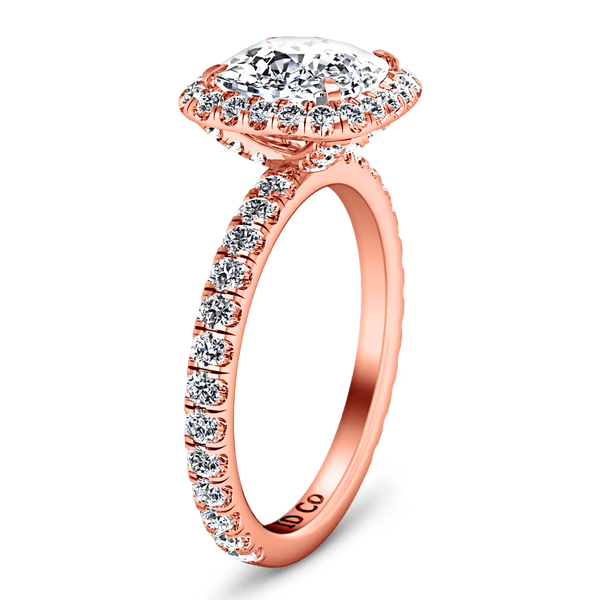 Halo Diamond Cushion Cut Engagement Ring Salice 14K Rose Gold