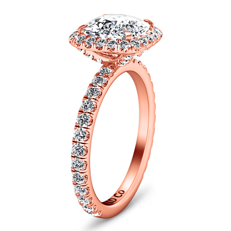 Halo Diamond Cushion Cut Engagement Ring Salice 14K Rose Gold