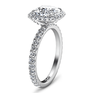 Halo Cushion Cut Diamond Engagement Ring Salice 14K White Gold