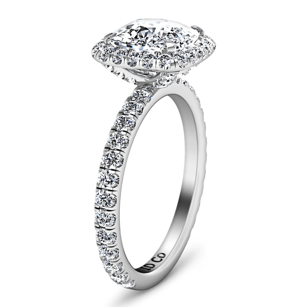Halo Cushion Cut Diamond Engagement Ring Salice 14K White Gold