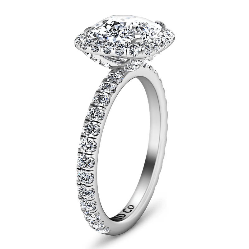 Halo Cushion Cut Diamond Engagement Ring Salice 14K White Gold