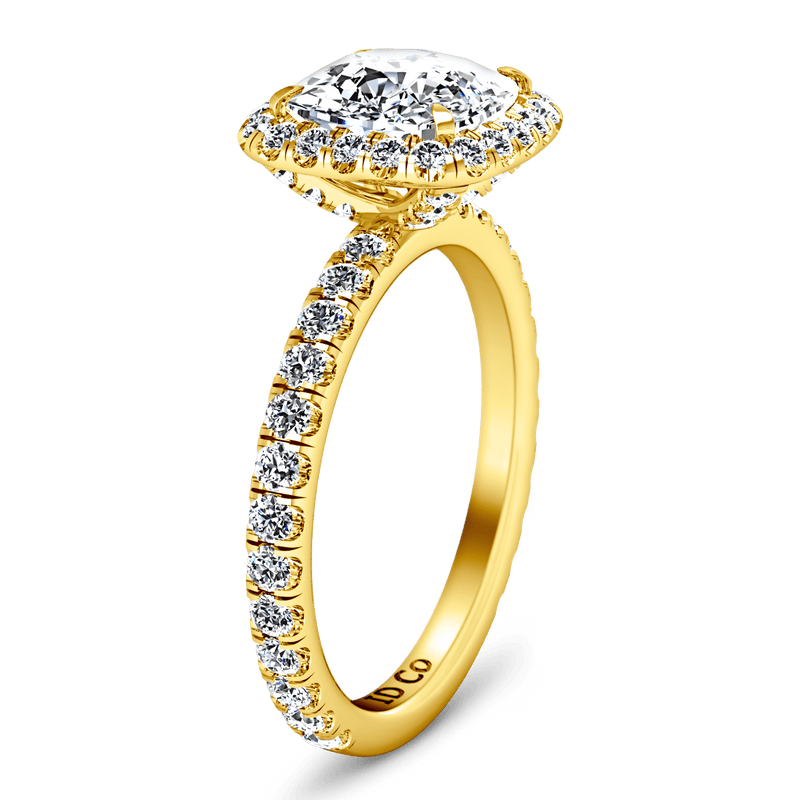 Halo Diamond Cushion Cut Engagement Ring Salice 14K Yellow Gold