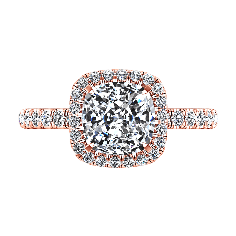 Halo Diamond Cushion Cut Engagement Ring Salice 14K Rose Gold