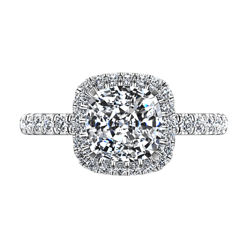 Halo Cushion Cut Diamond Engagement Ring Salice 14K White Gold