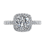 Halo Cushion Cut Diamond Engagement Ring Salice 14K White Gold