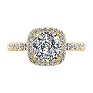 Halo Diamond Cushion Cut Engagement Ring Salice 14K Yellow Gold