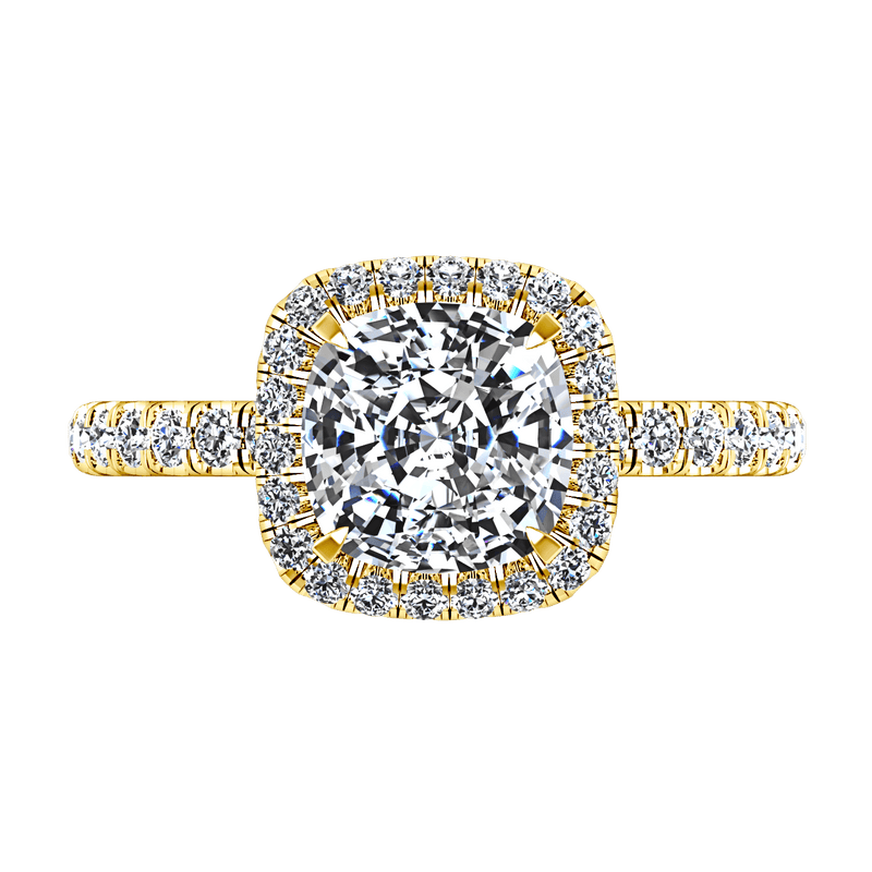 Halo Diamond Cushion Cut Engagement Ring Salice 14K Yellow Gold