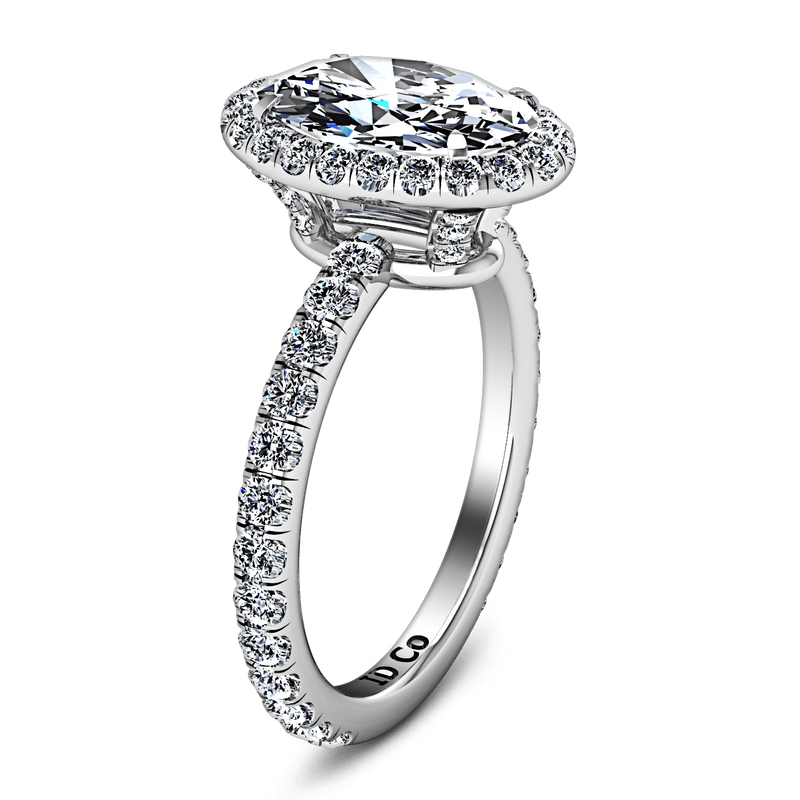 Halo Oval Diamond Engagement Ring Elsa 14K White Gold