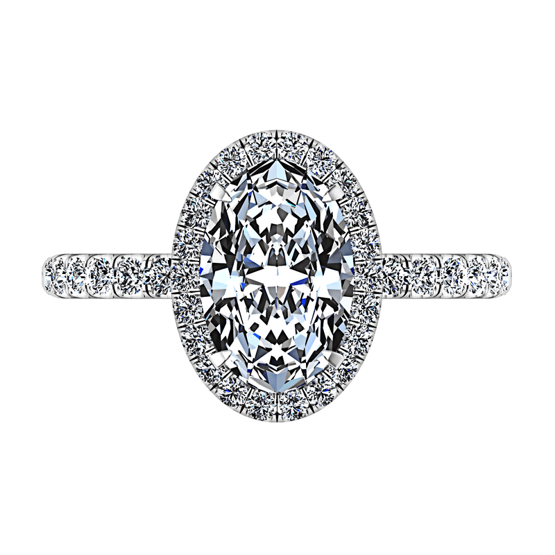 Halo Oval Diamond Engagement Ring Elsa 14K White Gold