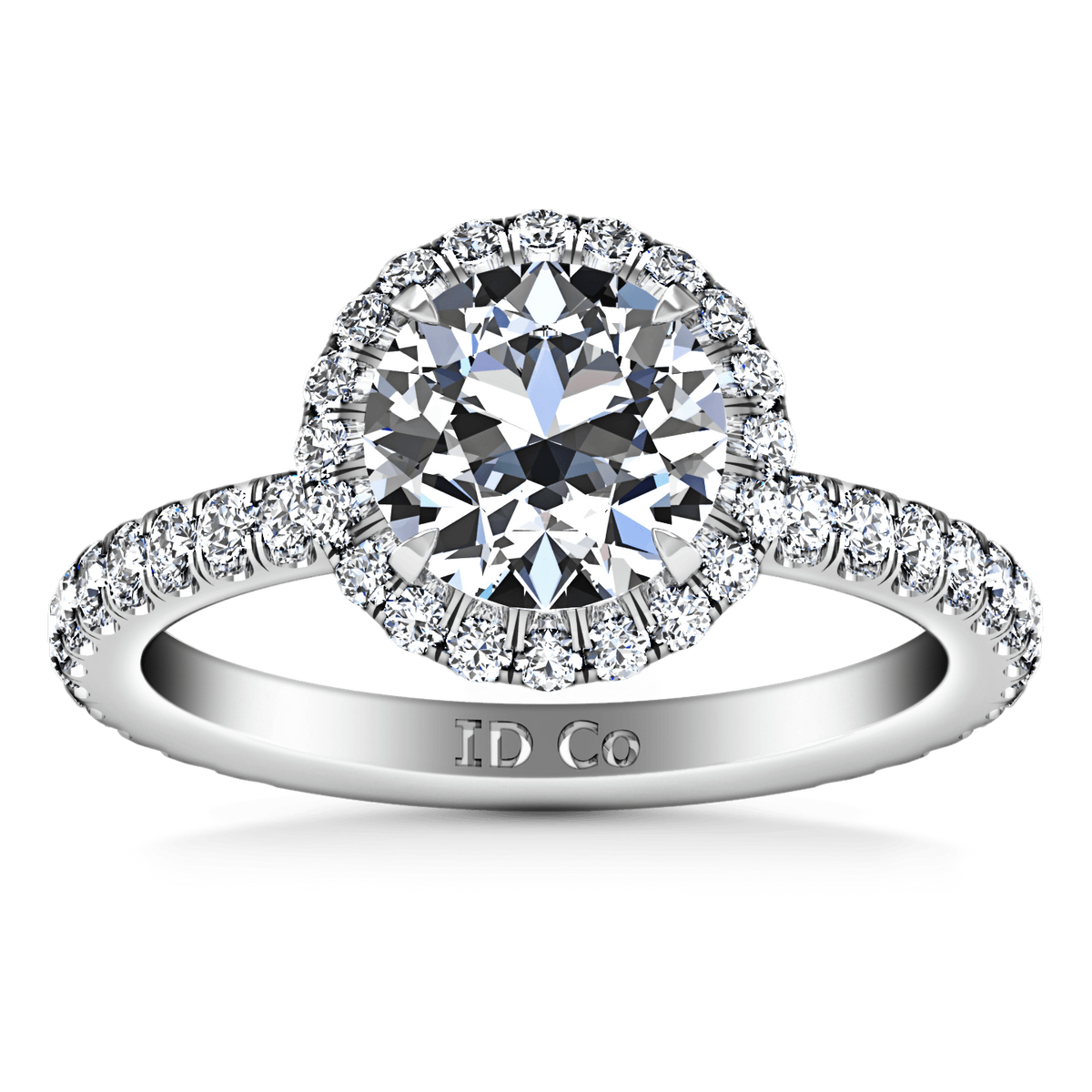 Round Diamond Halo  Engagement Ring Clayton 14K White Gold