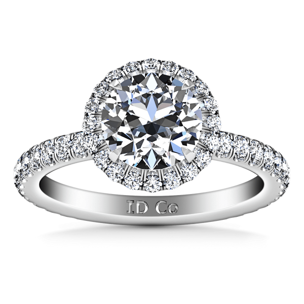 Round Diamond Halo  Engagement Ring Clayton 14K White Gold