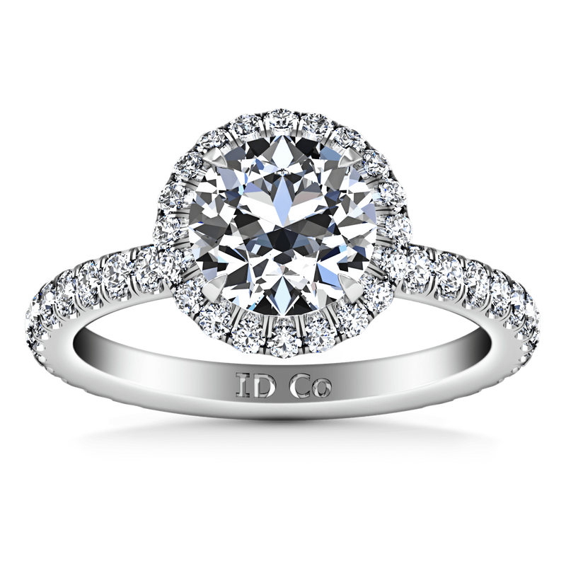 Round Diamond Halo  Engagement Ring Clayton 14K White Gold