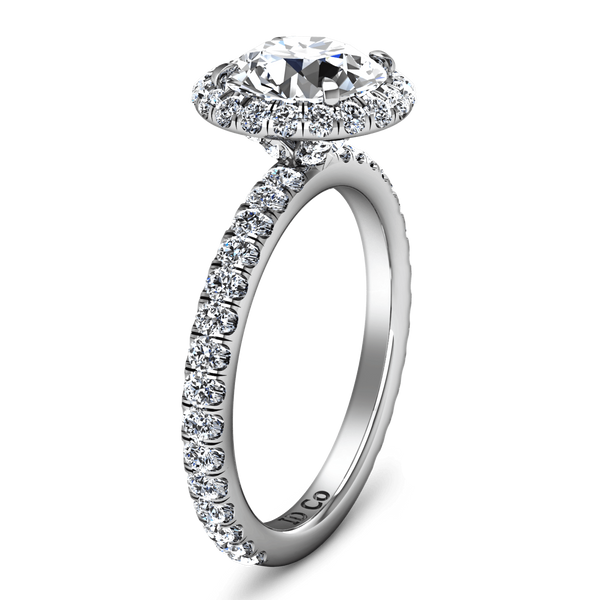Round Diamond Halo  Engagement Ring Clayton 14K White Gold