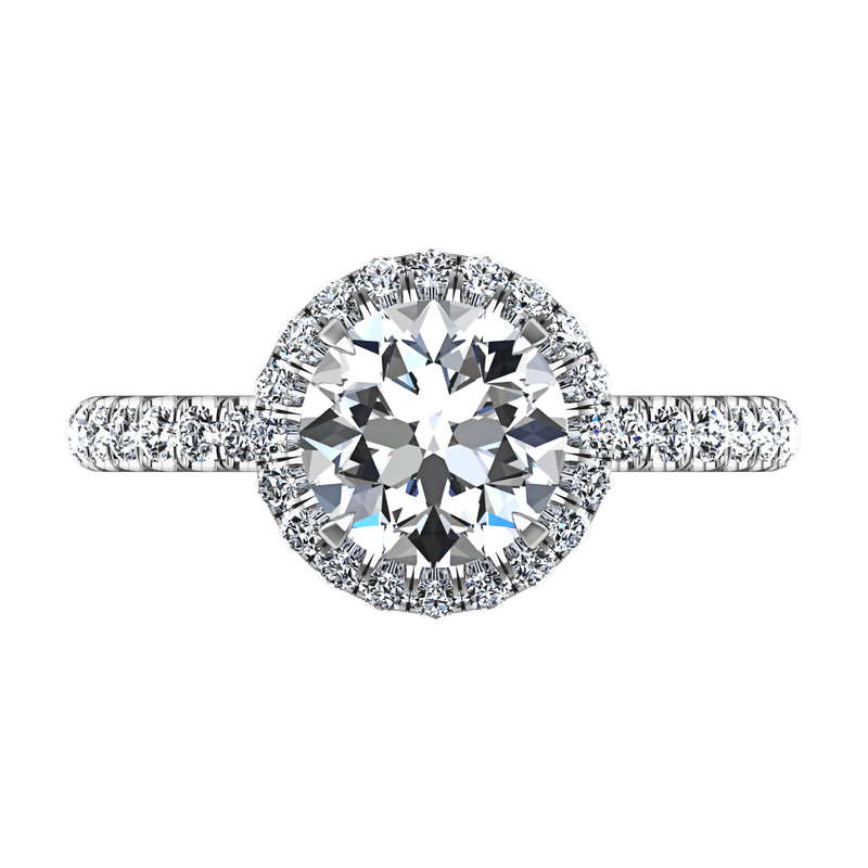Round Diamond Halo  Engagement Ring Clayton 14K White Gold