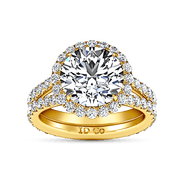 Halo Diamond  Engagement Ring Emotion 14K Yellow Gold