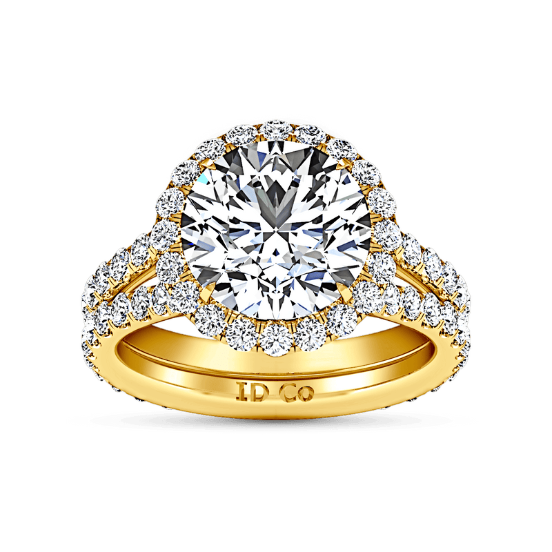 Halo Diamond  Engagement Ring Emotion 14K Yellow Gold